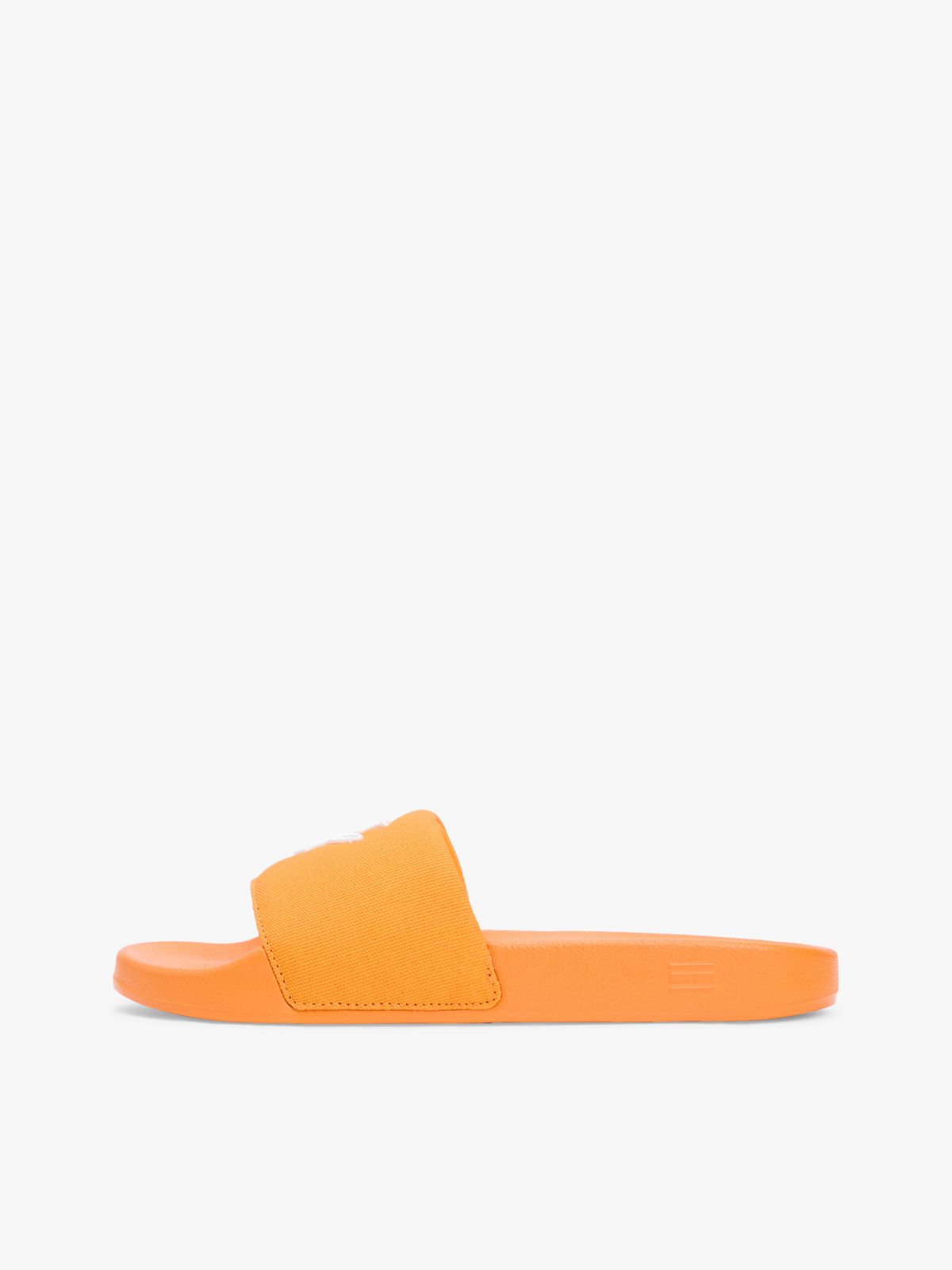 Embroidered Script Monogram Pool Slide — Orange Hype