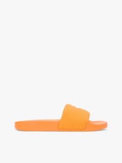 Embroidered Script Monogram Pool Slide — Orange Hype 1