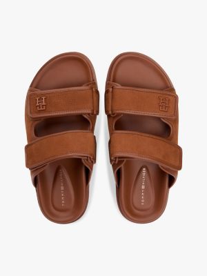 Nubuck Leather Double-Strap Slide Sandal | Tommy Hilfiger USA