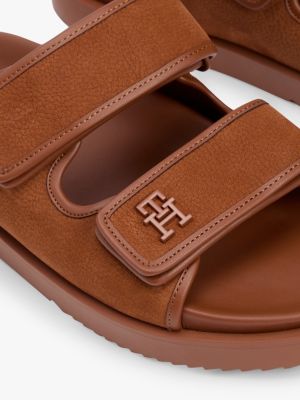 Nubuck Leather Double-Strap Slide Sandal | Tommy Hilfiger USA