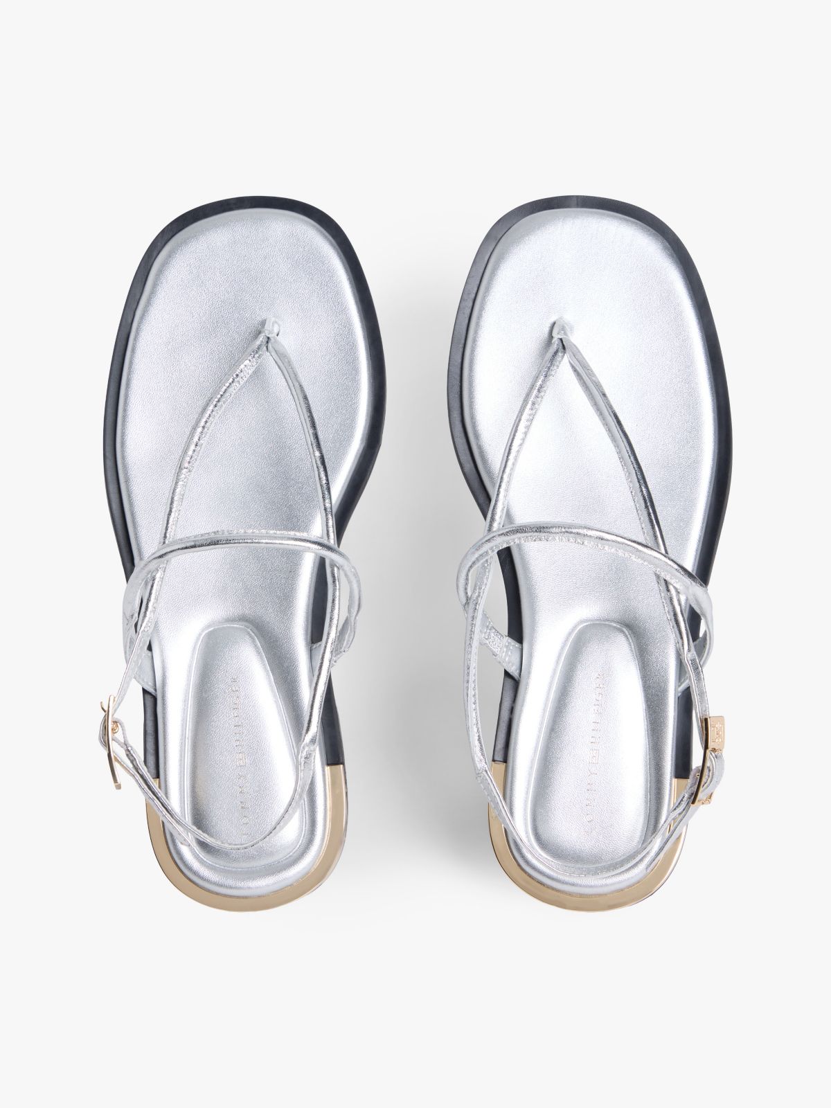 Metallic Leather Sandal — Silver