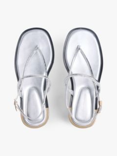 Metallic Leather Sandal — Silver 3