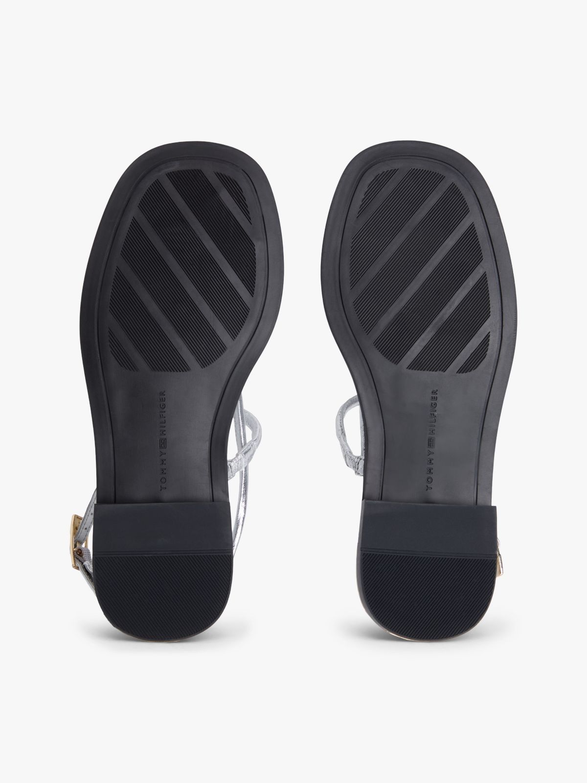 Metallic Leather Sandal — Silver