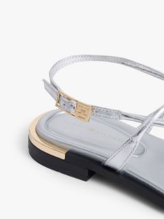 Metallic Leather Sandal — Silver 6