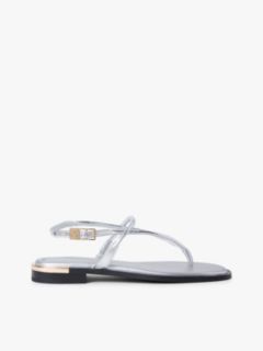 Metallic Leather Sandal — Silver 1