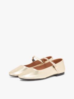 Metallic Leather Mary Jane Flat — Gold 2