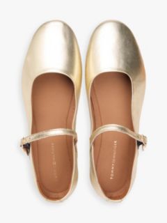 Metallic Leather Mary Jane Flat — Gold 3
