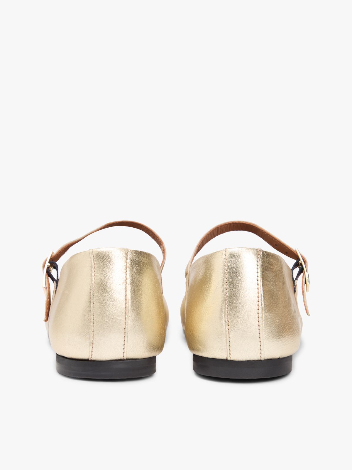 Metallic Leather Mary Jane Flat — Gold