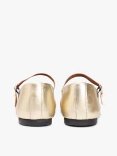 Metallic Leather Mary Jane Flat — Gold 4