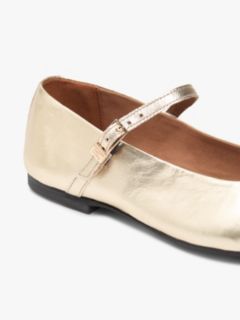 Metallic Leather Mary Jane Flat — Gold 6