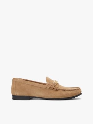 Chain-Link Suede Loafer, Safari Canvas