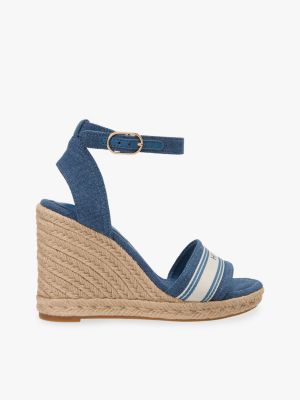 Webbing Logo Denim Wedge Espadrille, Denim