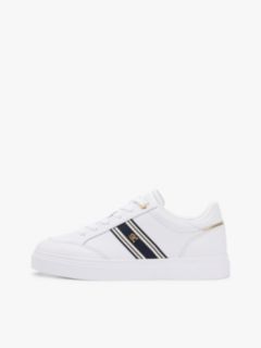 Webbing Stripe Leather Cupsole Sneaker — White 7