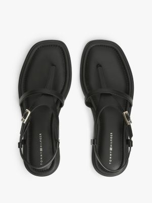 Женские сандалии Tommy Hilfiger Buckled Leather Sandal, цвет: Чёрный — фото 3