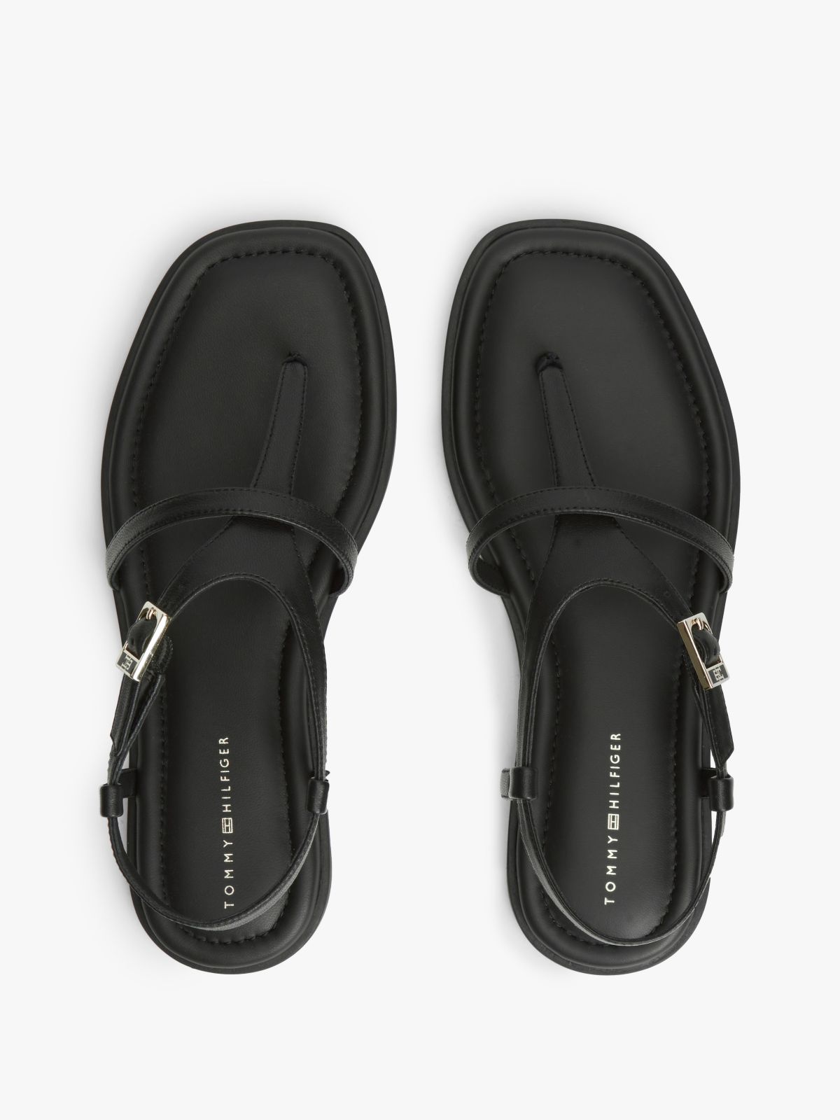 Buckled Leather Sandal — Black