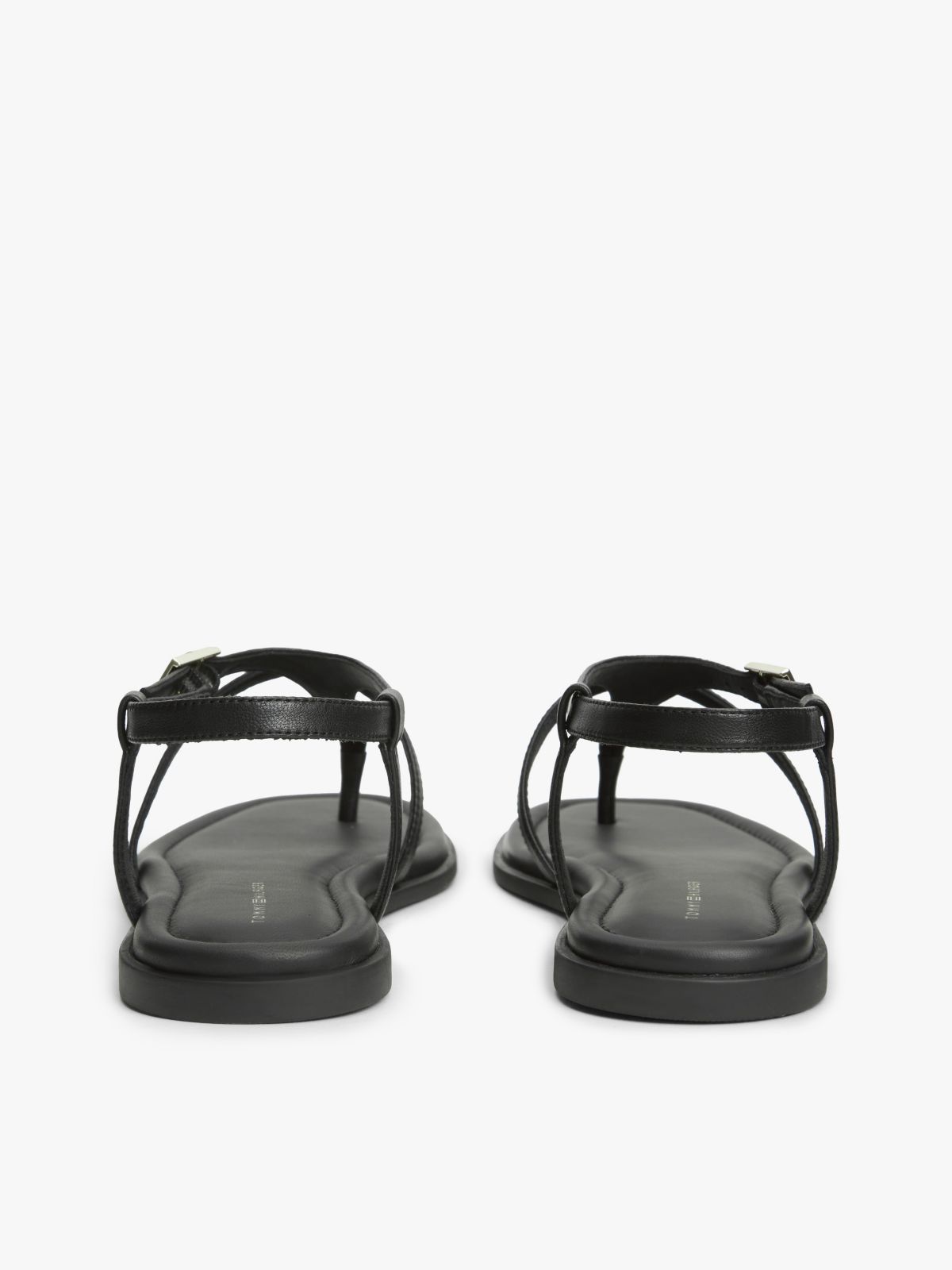 Buckled Leather Sandal — Black