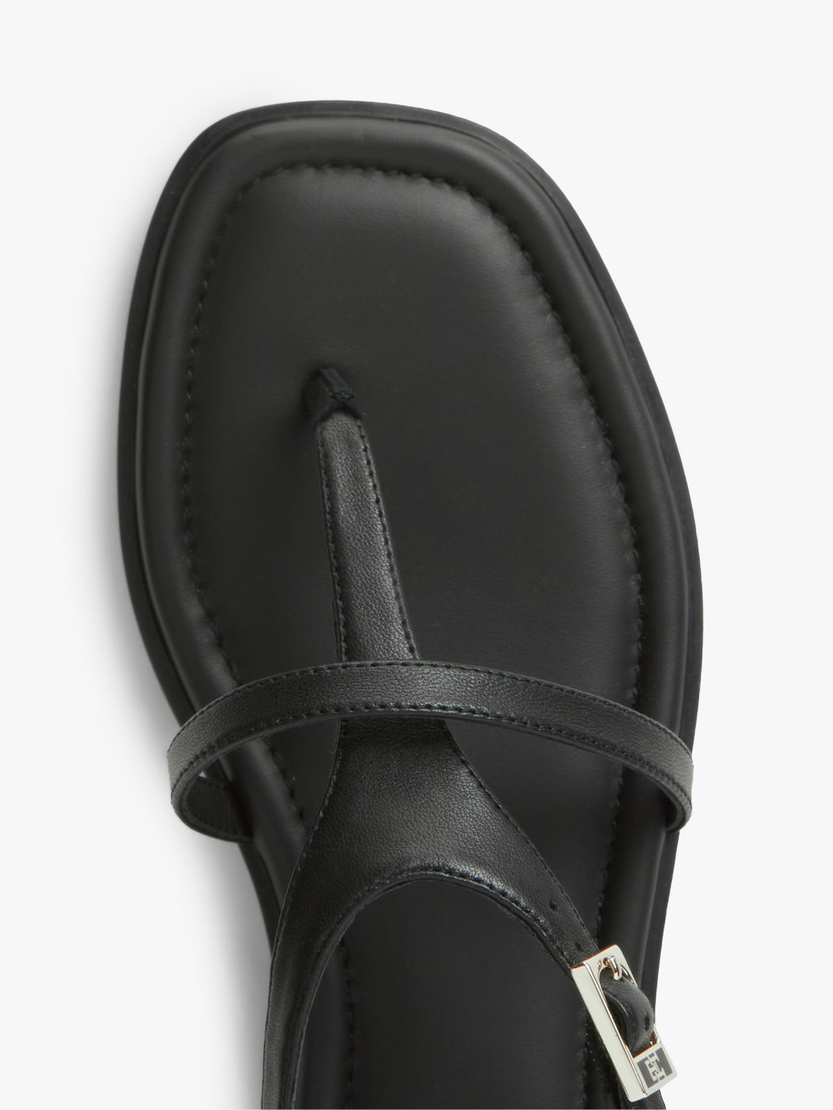 Buckled Leather Sandal — Black