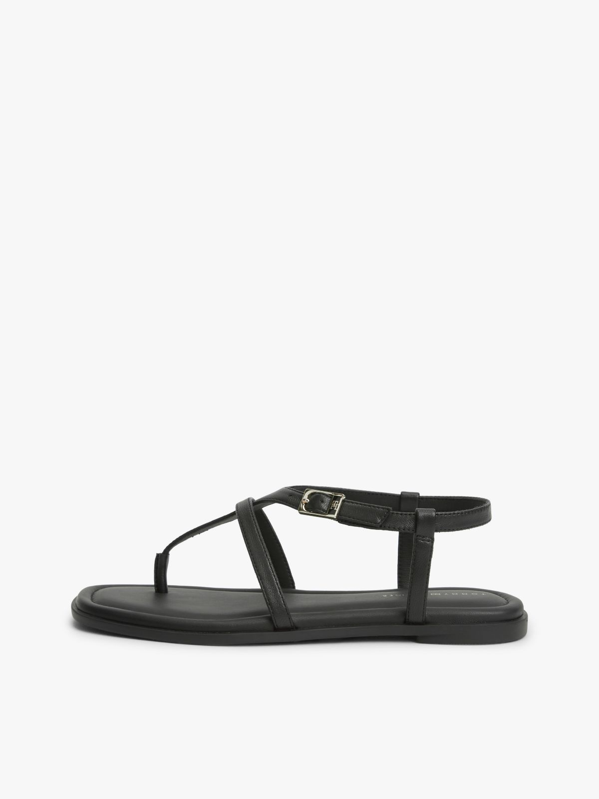 Buckled Leather Sandal — Black