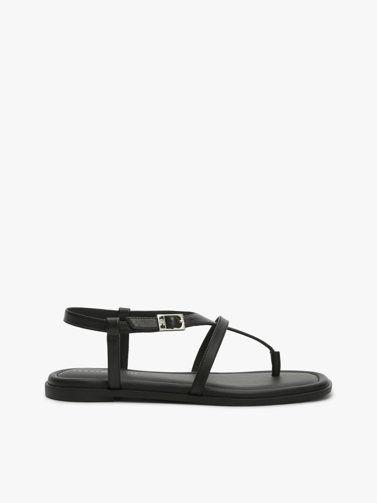Buckled Leather Sandal — Black
