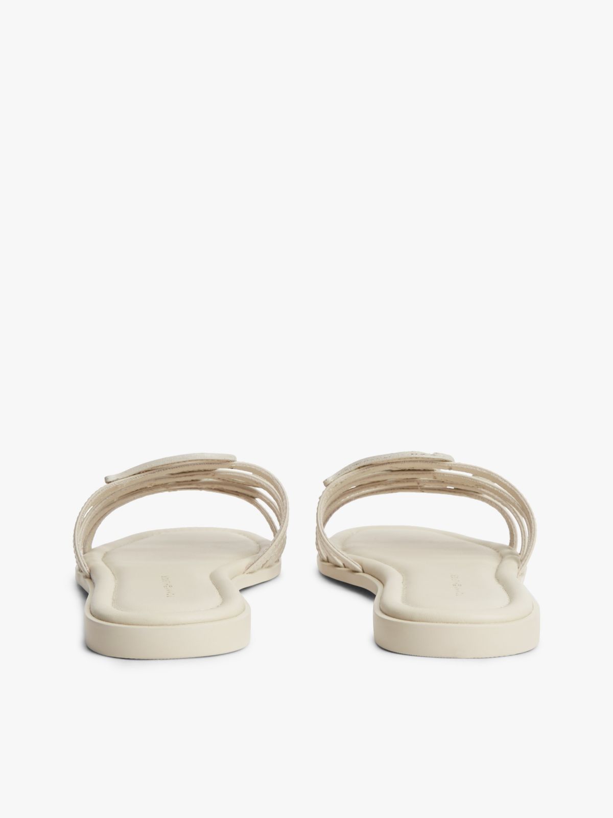 Script Monogram Leather Slide Sandal — Classic Beige