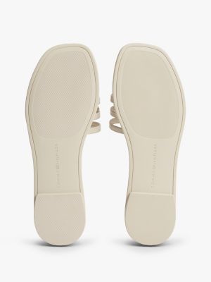 Женские сандалии Tommy Hilfiger Script Monogram Leather Slide Sandal, цвет: Бежевый — фото 5