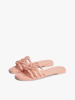 Script Monogram Leather Slide Sandal — Porcelain Pink 2