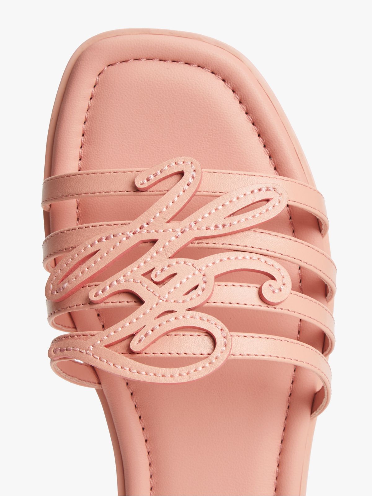 Script Monogram Leather Slide Sandal — Porcelain Pink