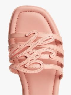 Script Monogram Leather Slide Sandal — Porcelain Pink 6