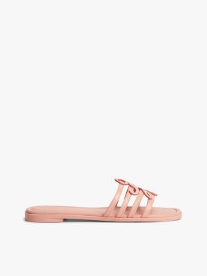 Script Monogram Leather Slide Sandal, Porcelain Pink