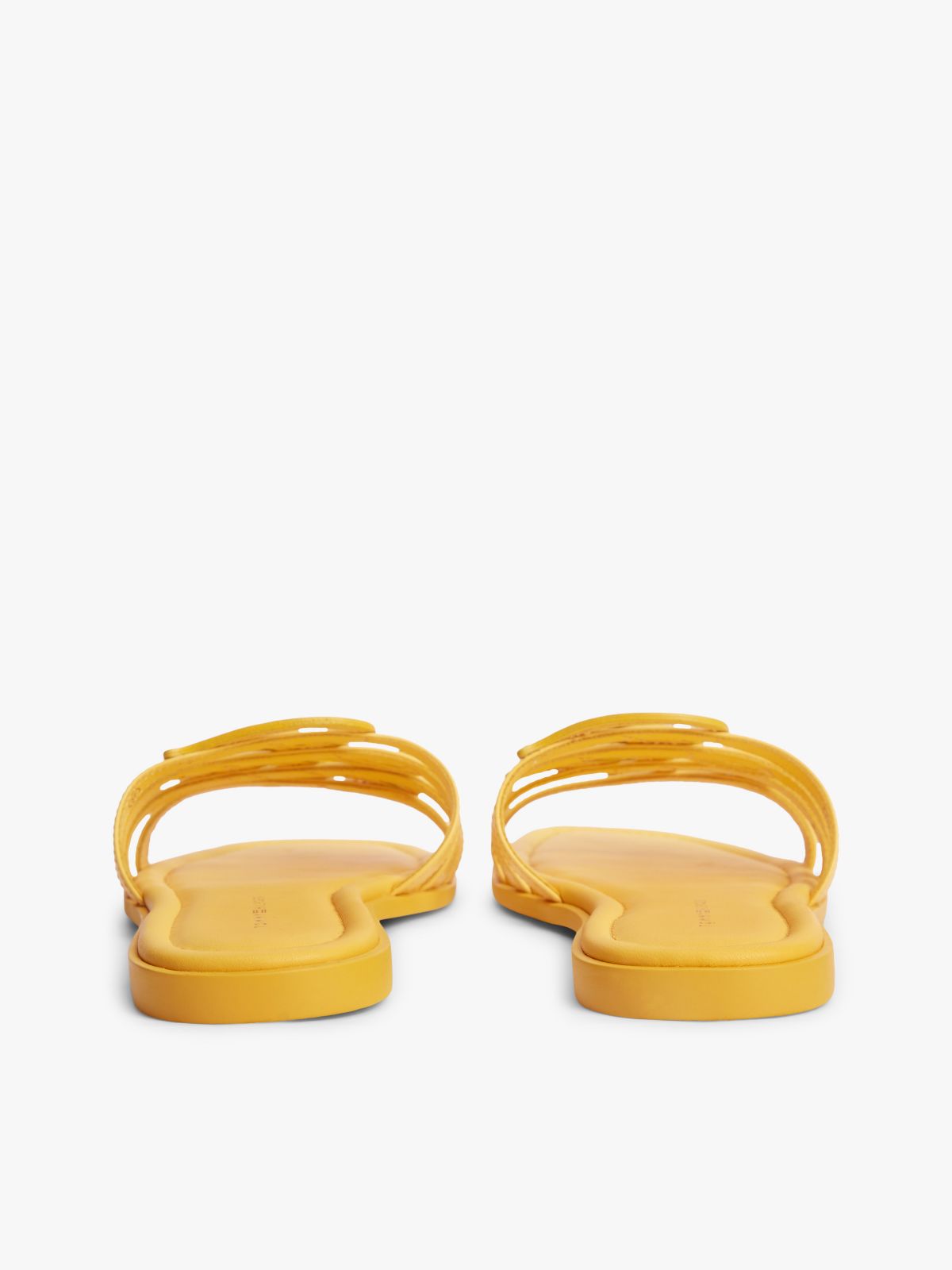 Script Monogram Leather Slide Sandal — Yellow Arch