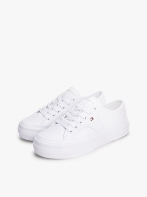 Женские кроссовки Tommy Hilfiger Pebbled Leather Platform, цвет: Белый — фото 2