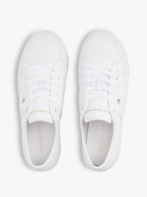 Женские кроссовки Tommy Hilfiger Pebbled Leather Platform, цвет: Белый — фото 3