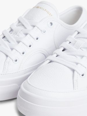Женские кроссовки Tommy Hilfiger Pebbled Leather Platform, цвет: Белый — фото 6