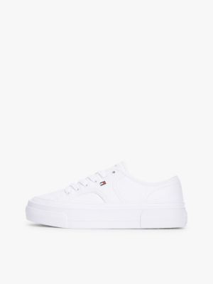 Женские кроссовки Tommy Hilfiger Pebbled Leather Platform, цвет: Белый — фото 7