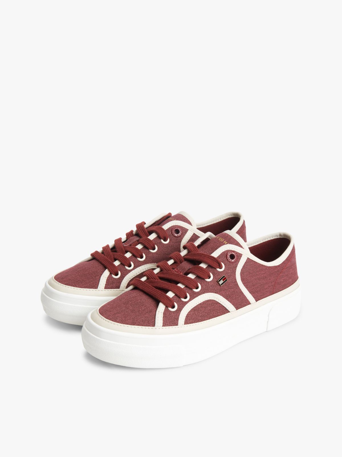 Contrast Canvas Platform Sneaker — Velvet Maroon