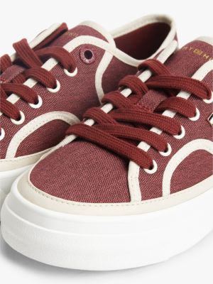 Женские кроссовки Tommy Hilfiger Contrast Canvas Platform, цвет: Бархатный тёмно-бордовый — фото 6