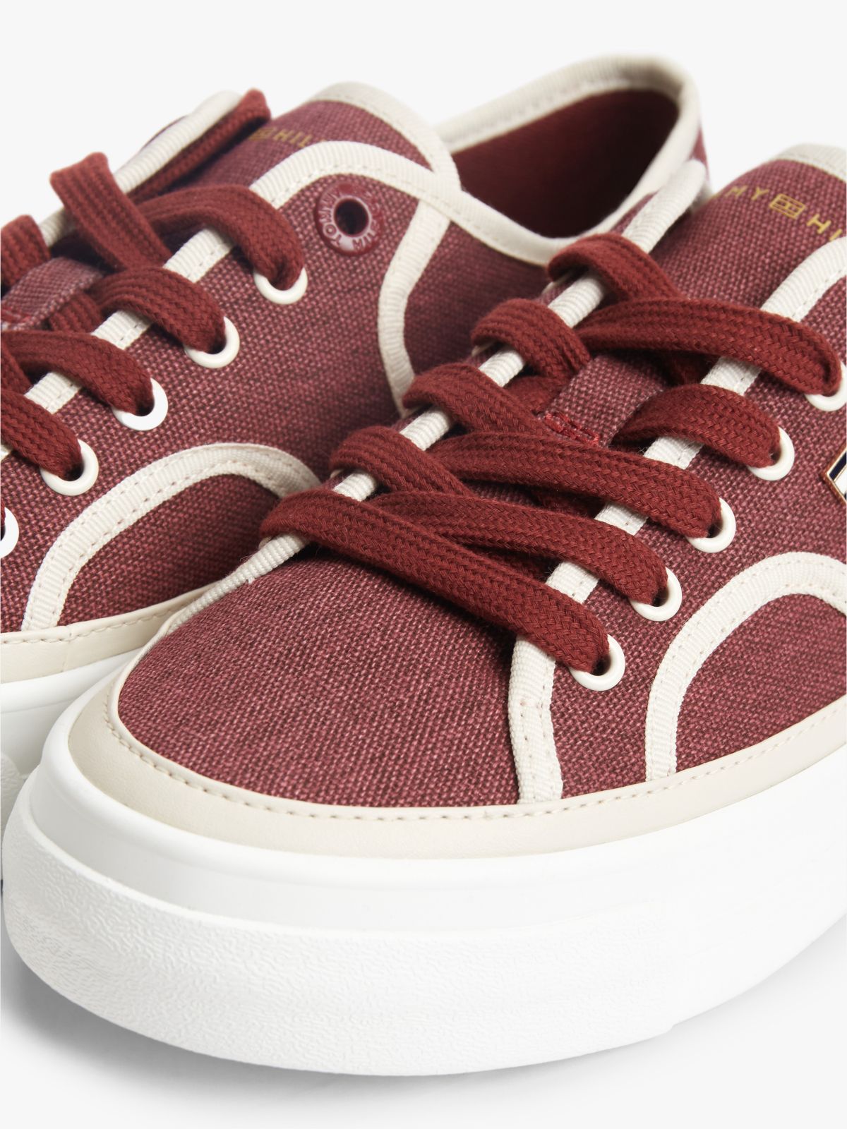 Contrast Canvas Platform Sneaker — Velvet Maroon