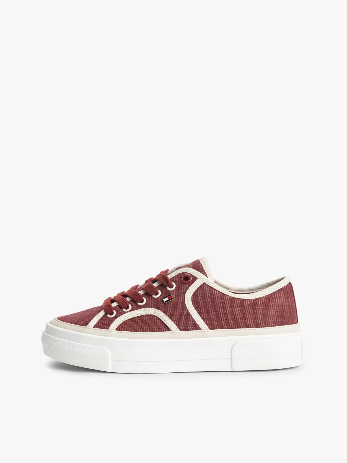 Contrast Canvas Platform Sneaker — Velvet Maroon