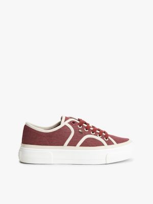 Contrast Canvas Platform Sneaker, Velvet Maroon