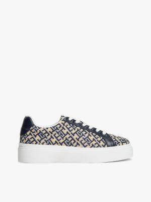 Monogram Jacquard Platform Sneaker, Space Blue