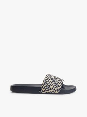 Jacquard Monogram Pool Slide, Space Blue