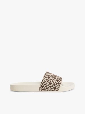 Jacquard Monogram Pool Slide, Rich Walnut