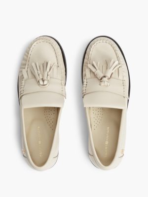 Женские туфли Tommy Hilfiger Shiny Leather Tassel Loafer, цвет: Бежевый — фото 3