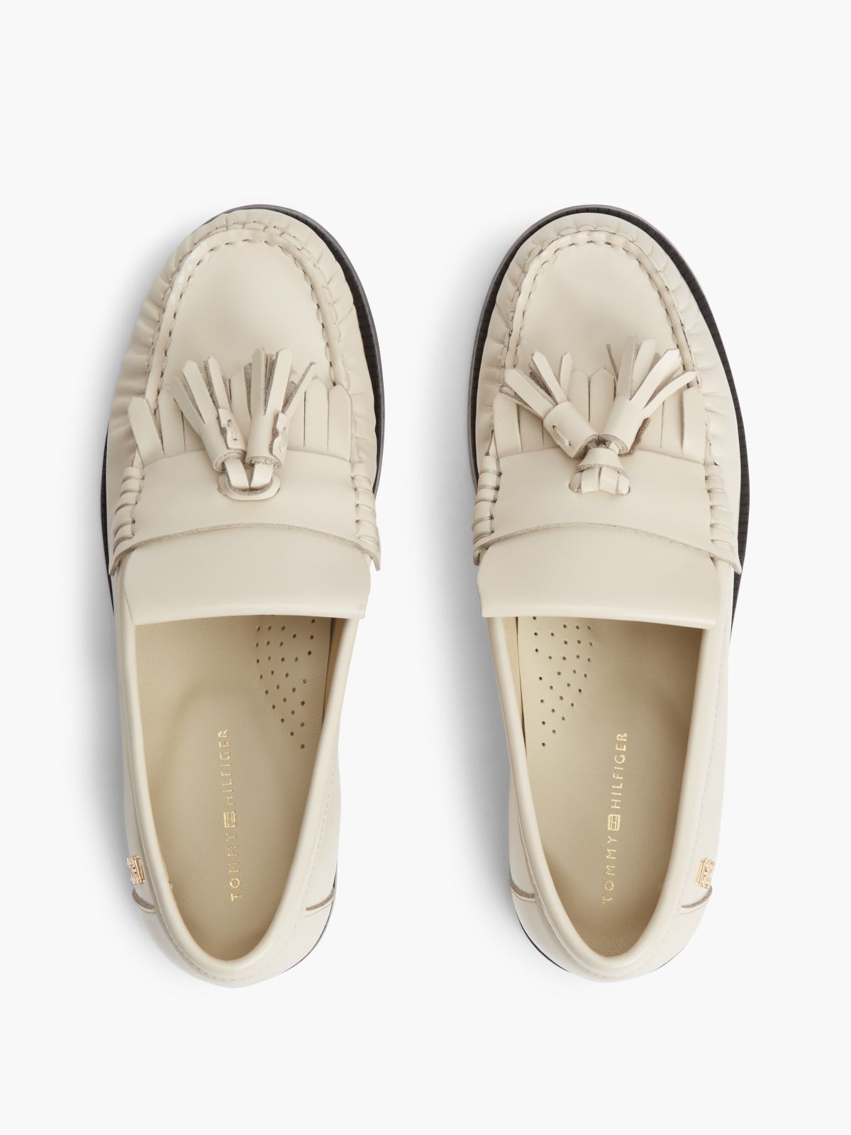 Shiny Leather Tassel Loafer — Classic Beige