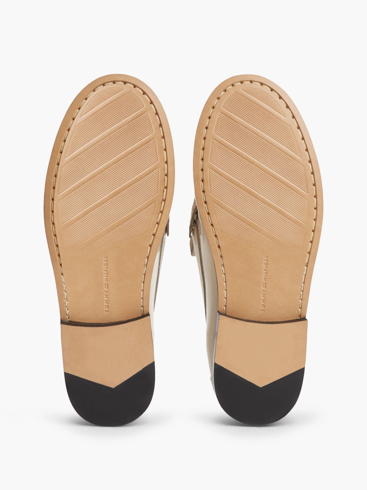 Shiny Leather Tassel Loafer — Classic Beige