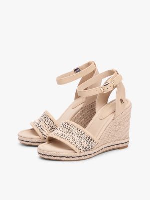 Женские сандалии Tommy Hilfiger Raffia Wedge Espadrille Sandal, цвет: Натуральный / Чёрный — фото 2