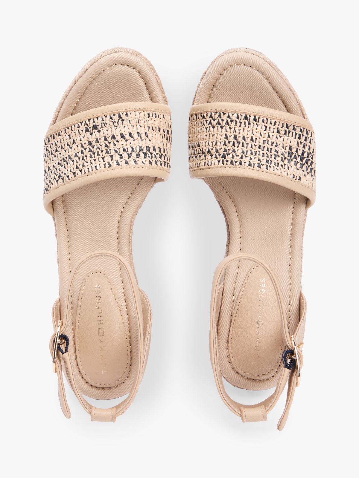 Raffia Wedge Espadrille Sandal — Natural/Black