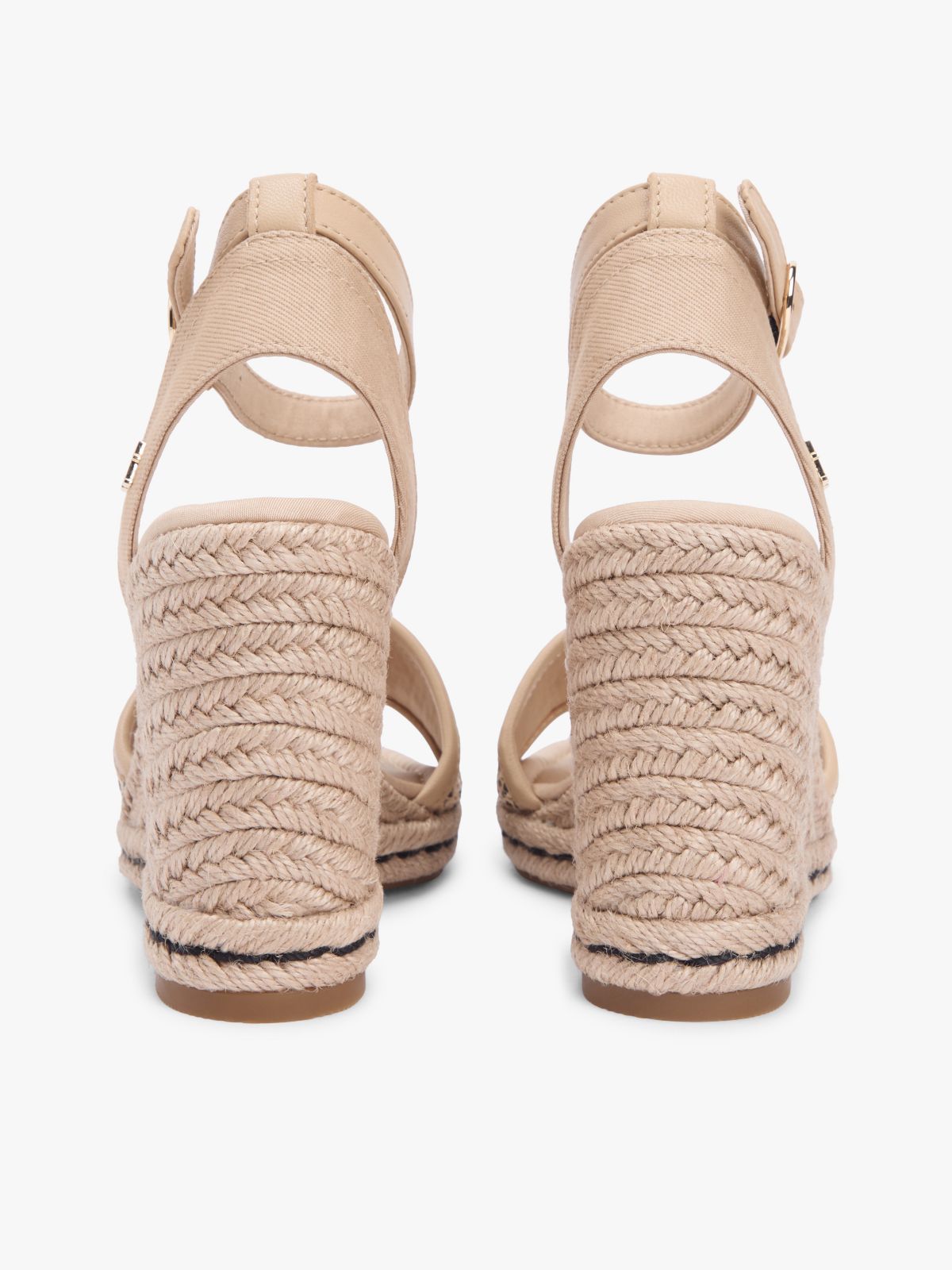 Raffia Wedge Espadrille Sandal — Natural/Black
