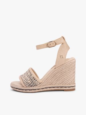 Женские сандалии Tommy Hilfiger Raffia Wedge Espadrille Sandal, цвет: Натуральный / Чёрный — фото 7