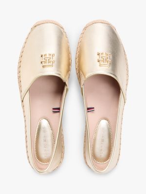 Женские сандалии Tommy Hilfiger TH Monogram Metallic Leather Espadrille, цвет: Золотой — фото 3